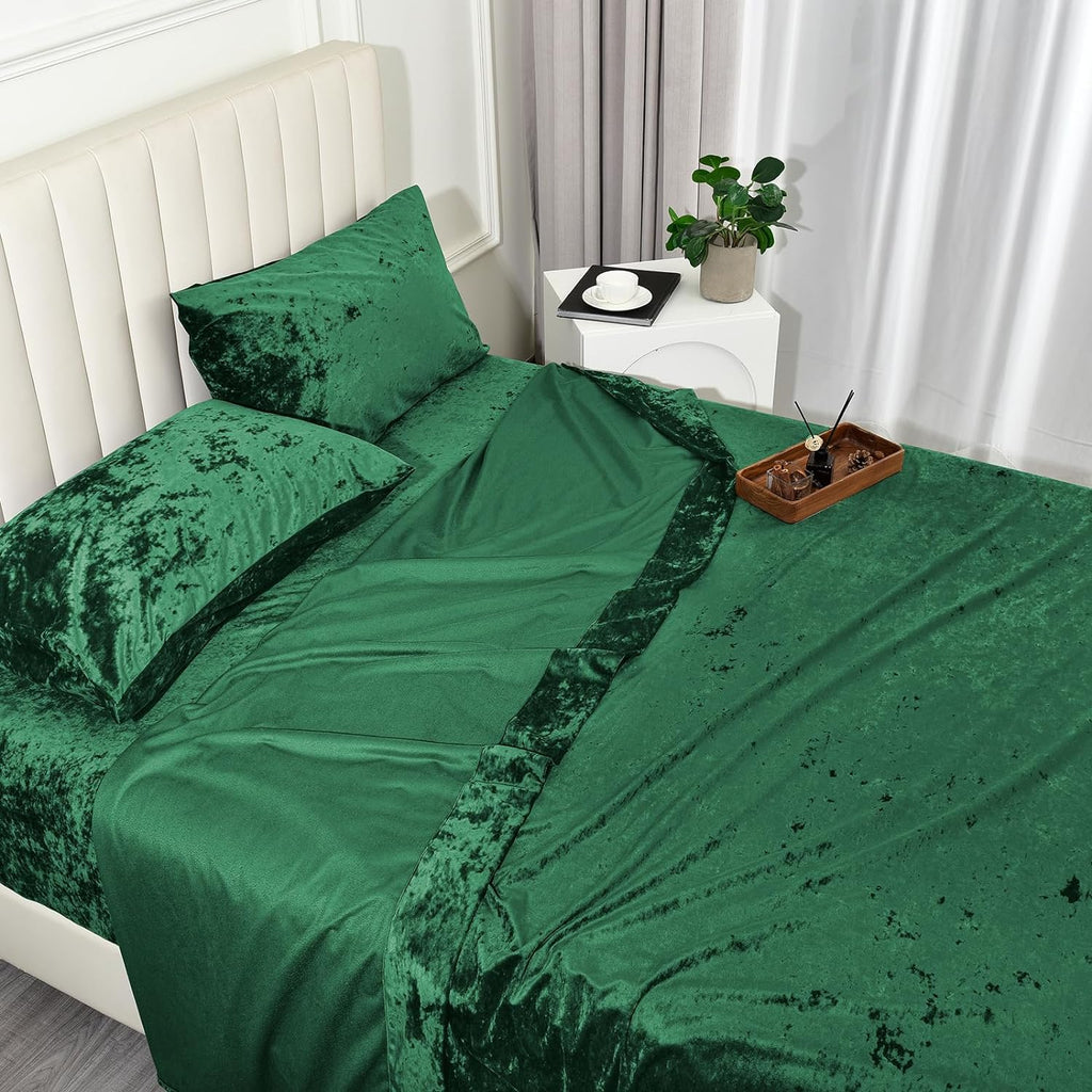 Green Velvet-Luxury Bed Sheet Set