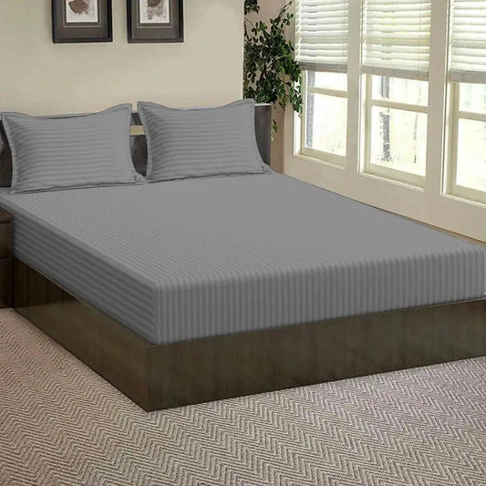 Grey Stripe-Luxury Fitted Sheet