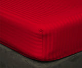 Red Stripe Satin-Luxury Fitted Sheet
