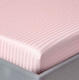 Tea Pink Stripe Satin-Luxury Fitted Sheet