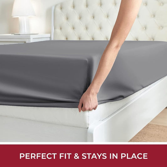 Ferrera Ash Grey-Fitted Sheet Set