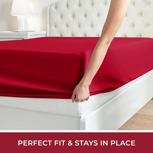 Ferrera Maroon-Fitted Sheet Set
