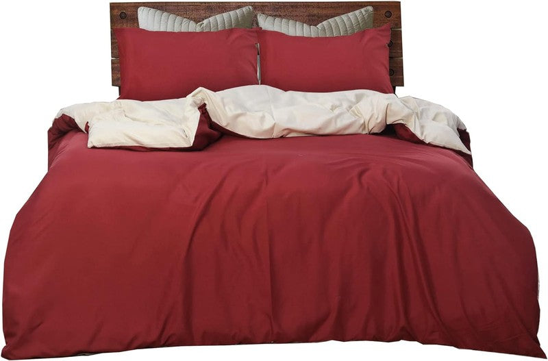 Ferrera Maroon & Cream Reversible-Bed Set