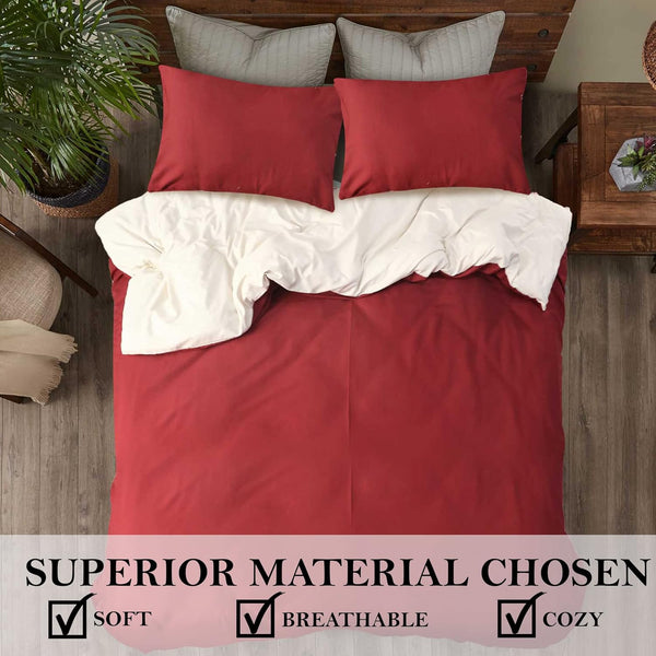 Ferrera Maroon & Cream Reversible-Bed Set