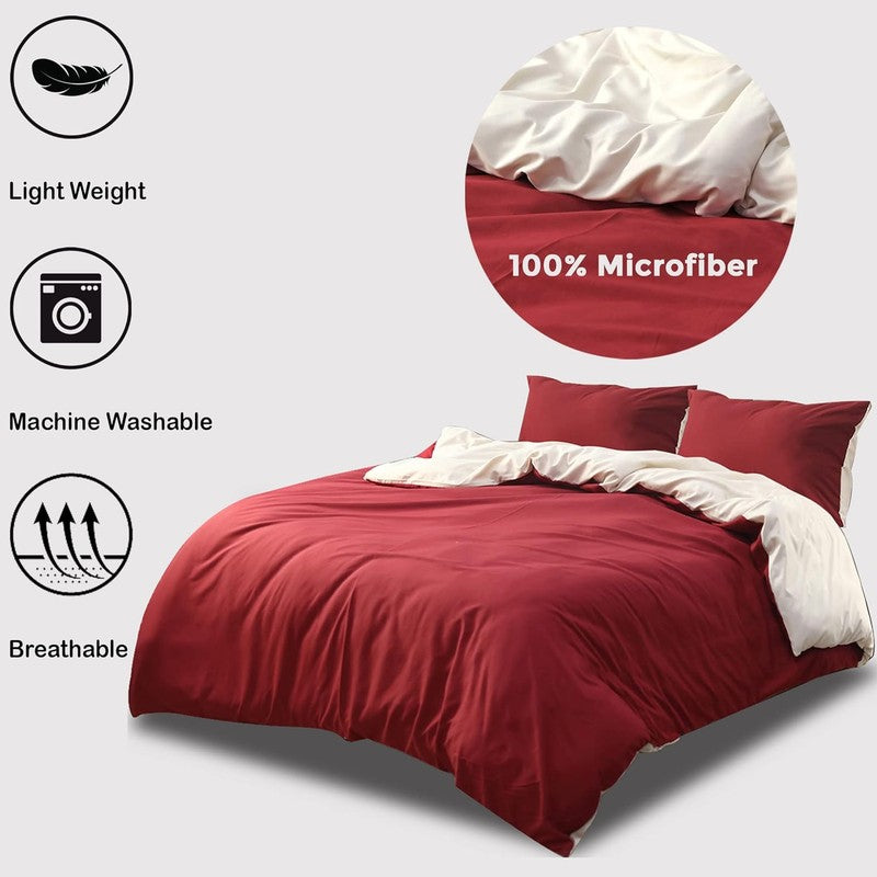 Ferrera Maroon & Cream Reversible-Bed Set