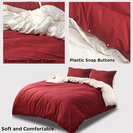 Ferrera Maroon & Cream Reversible-Bed Set
