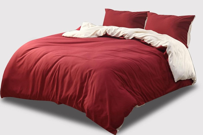 Ferrera Maroon & Cream Reversible-Bed Set