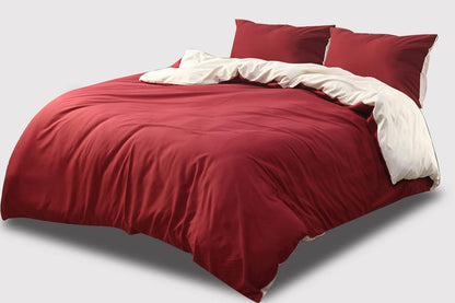 Ferrera Maroon & Cream Reversible-Bed Set