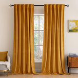 Ochre-Velvet Window Curtains (Ultra Soft)