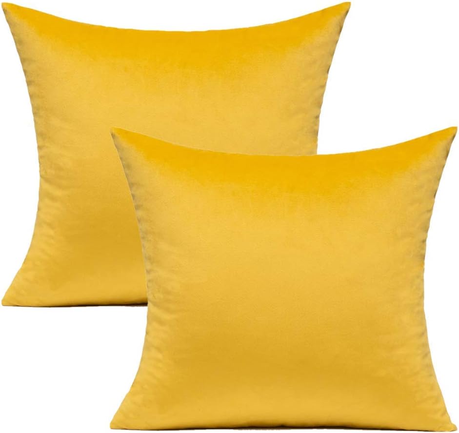 Ochre-Velvet Cushion Covers Pack of Two