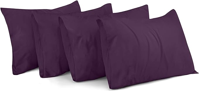 Plum Plain Pillow Case-Pack of 4