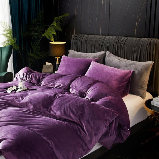 velvet bed sheets set