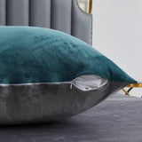 Teal & Grey Velvet-Reversible Bed Set 8 Pcs (Luxury)