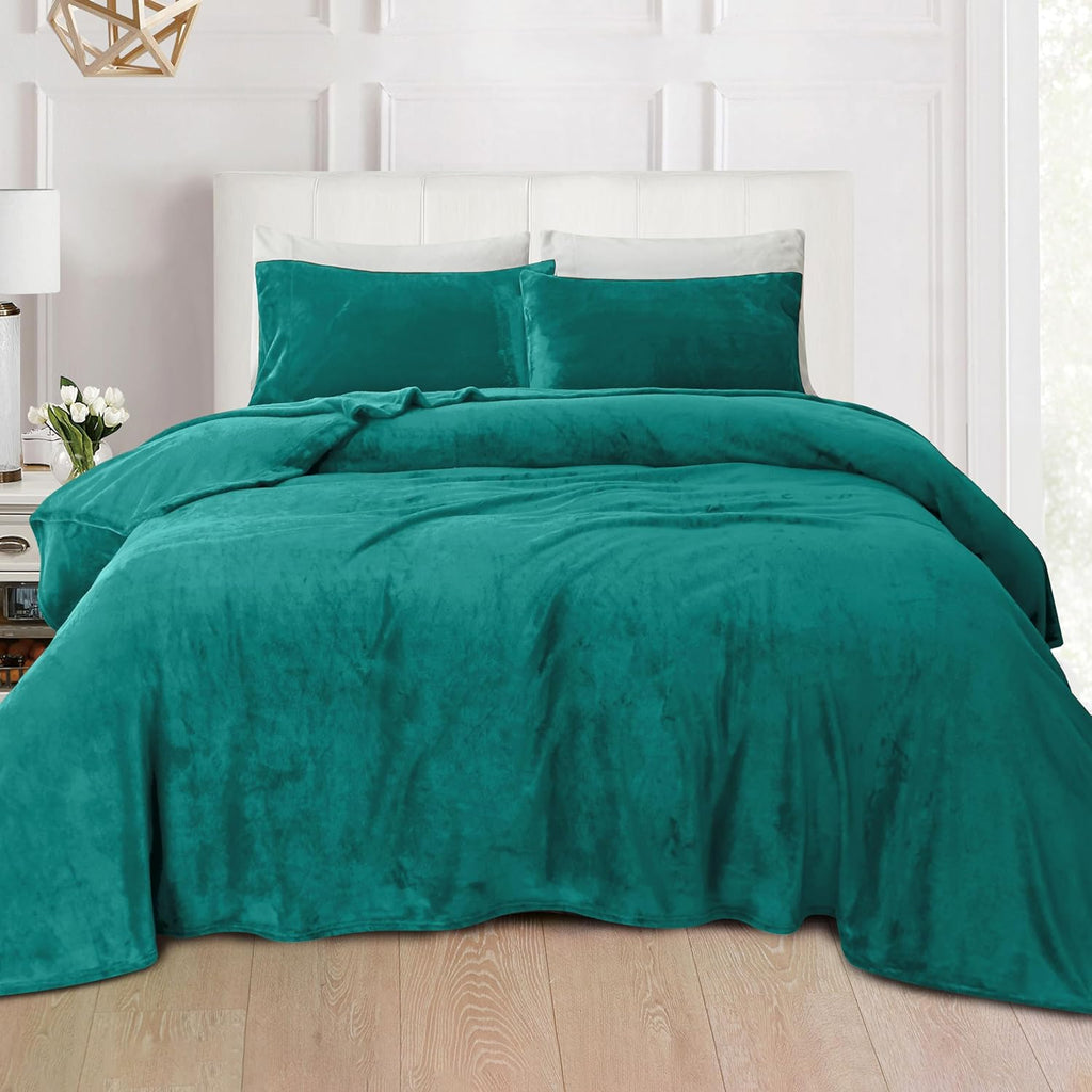 Teal Velvet-Luxury Bed Sheet Set