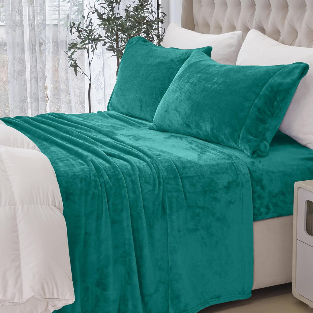 Teal Velvet-Luxury Bed Sheet Set