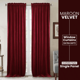 Maroon-Velvet Window Curtains (Ultra Soft)