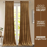 Gold Brown-Velvet Window Curtains (Ultra Soft)