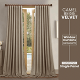 Camel Beige-Velvet Window Curtains (Ultra Soft)