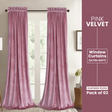 Pink-Velvet Window Curtains (Ultra Soft)