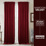 Maroon-Velvet Window Curtains (Ultra Soft)