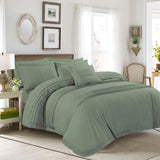 Pleated Imperial Olive Green-Bed Set 8 Pcs (Luxury)