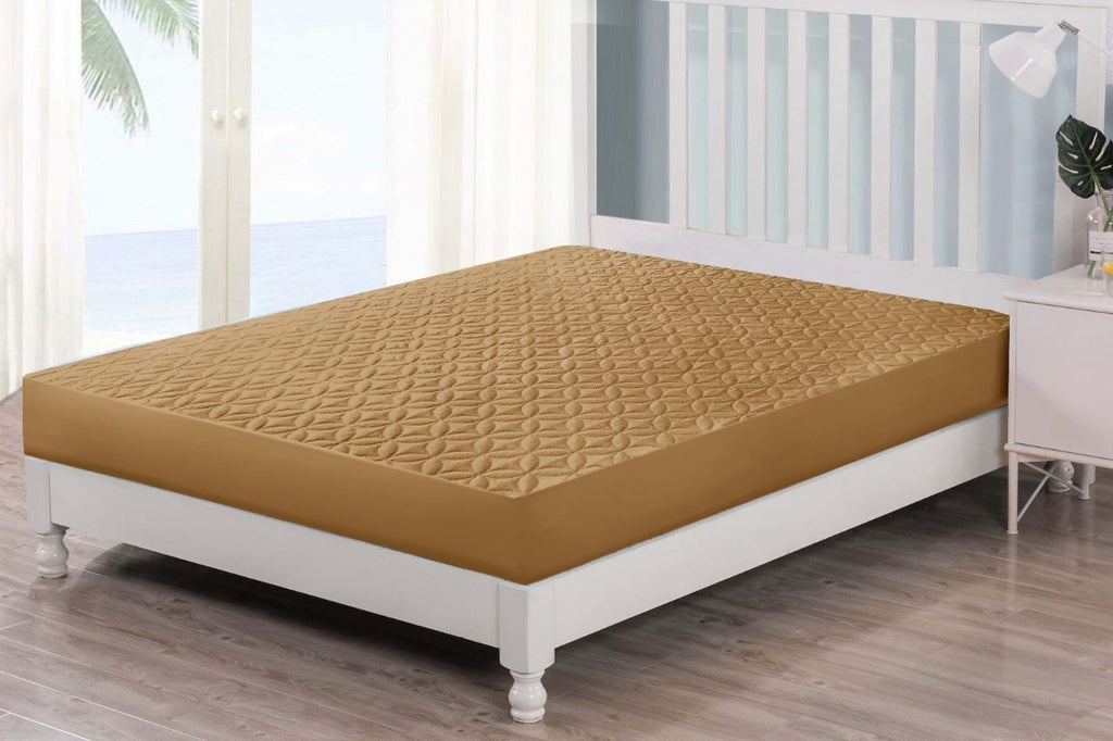 Goldish Brown Waterproof Quilted- Mattress Protector