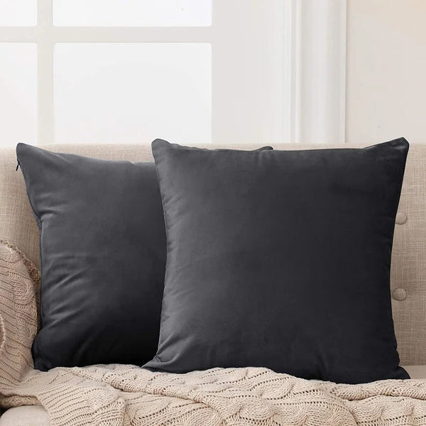 Charcoal-Velvet Cushion Covers