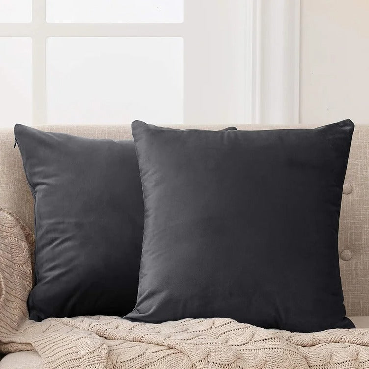 Charcoal-Velvet Cushion Covers Pack of Two