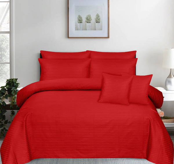 Red Stripe-Bed Set 6 Pcs (Luxury)