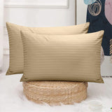 Beige Stripes-Pack of 2 Pillow Cases (Luxury)