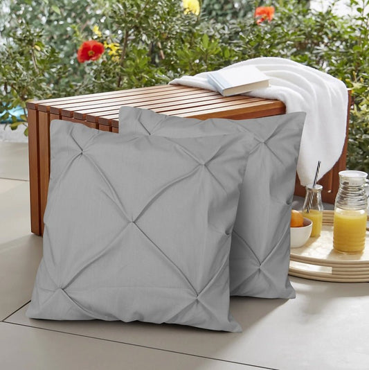 Ash Grey Pin Tuck - Cushion Covers Pack of Two - Windsorlino.com