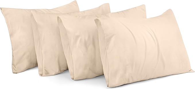 Beige Plain Pillow Case-Pack of 4