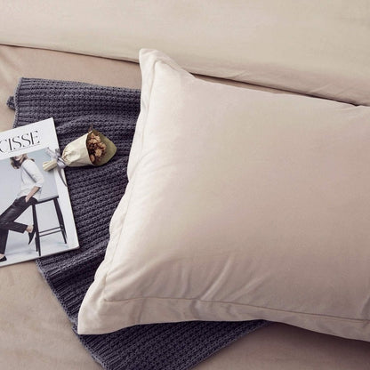 Beige Velvet - Bed Set 8 Pcs (Luxury) - Windsorlino.com