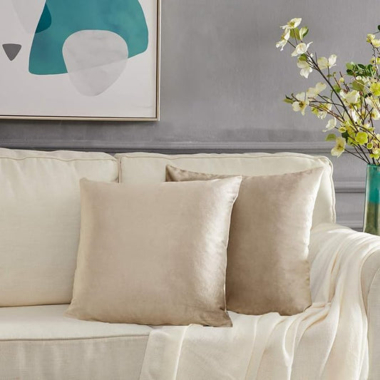 Beige - Velvet Cushion Covers - Windsorlino.com