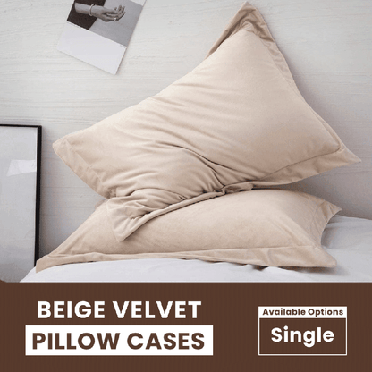 Beige Velvet - Pillow Cases - Windsorlino.com