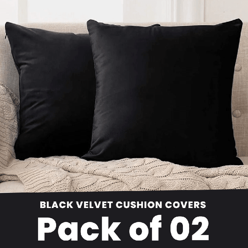 Black - Velvet Cushion Covers - Windsorlino.com