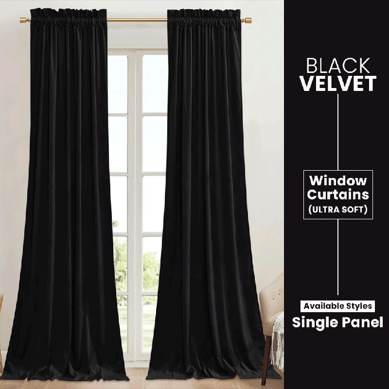 Black - Velvet Window Curtains (Ultra Soft) - Windsorlino.com