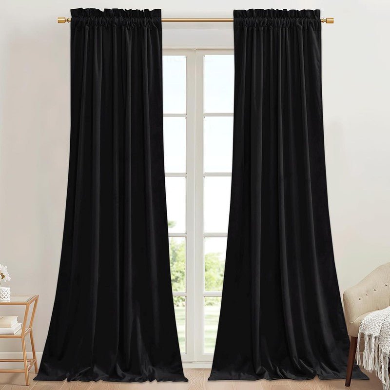 Black - Velvet Window Curtains (Ultra Soft) - Windsorlino.com