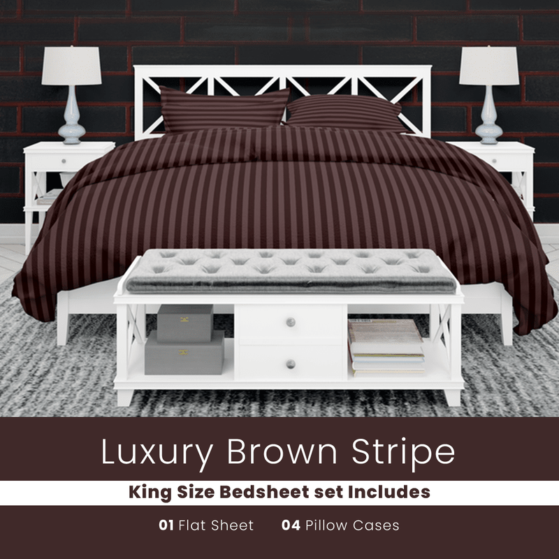 Brown Stripe - Bed Sheet Set - Windsorlino.com