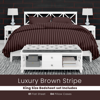 Brown Stripe - Bed Sheet Set - Windsorlino.com