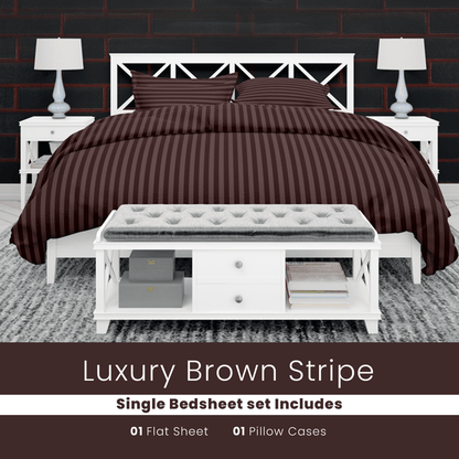 Brown Stripe - Bed Sheet Set - Windsorlino.com