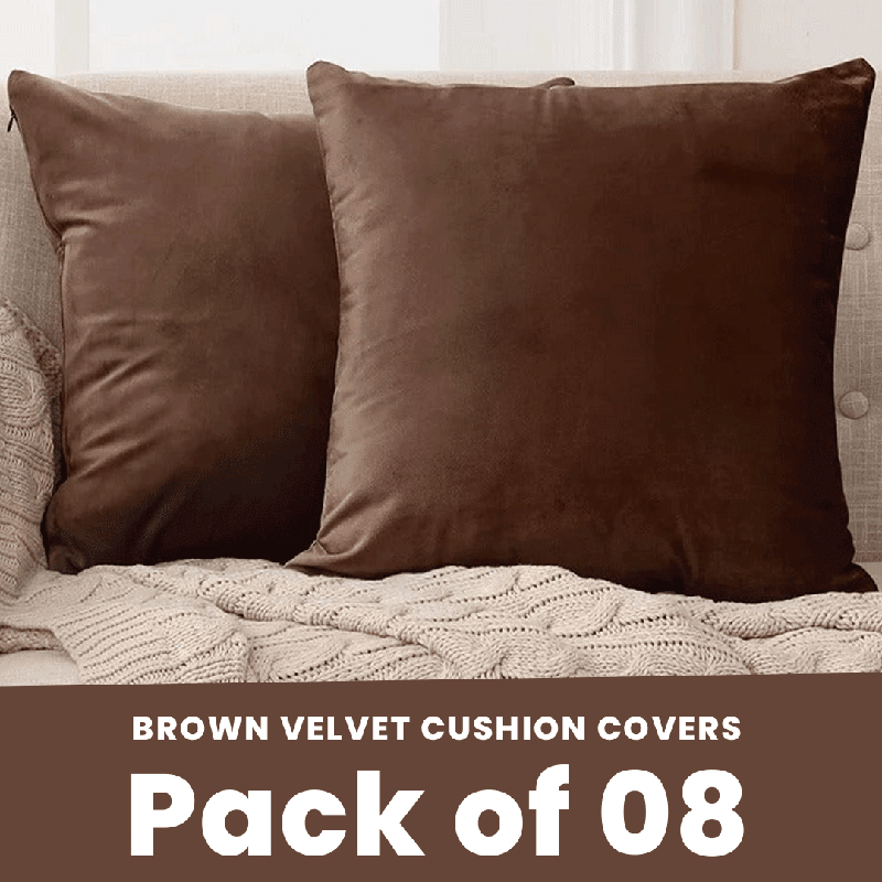 Brown - Velvet Cushion Covers - Windsorlino.com