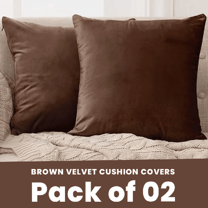 Brown - Velvet Cushion Covers - Windsorlino.com