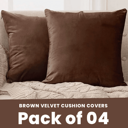 Brown - Velvet Cushion Covers - Windsorlino.com