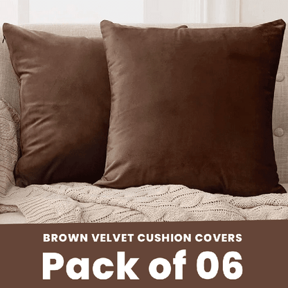 Brown - Velvet Cushion Covers - Windsorlino.com