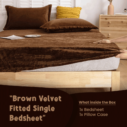 Brown Velvet - Luxury Fitted Sheet - Windsorlino.com