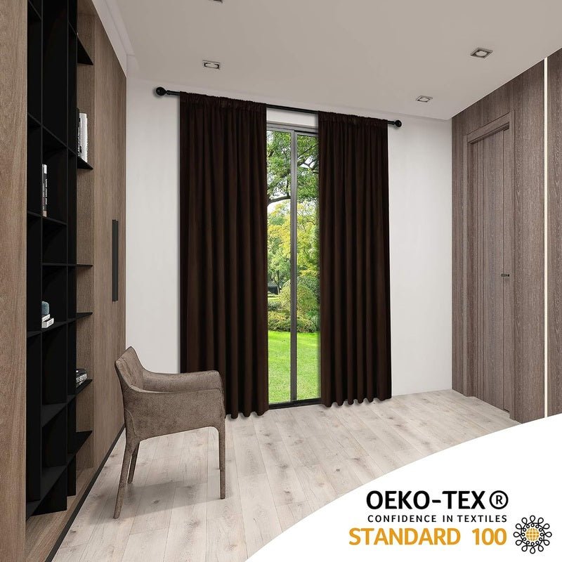 Brown - Velvet Window Curtains (Ultra Soft) - Windsorlino.com