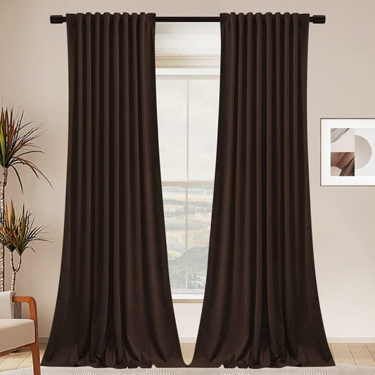 Brown - Velvet Window Curtains (Ultra Soft) - Windsorlino.com