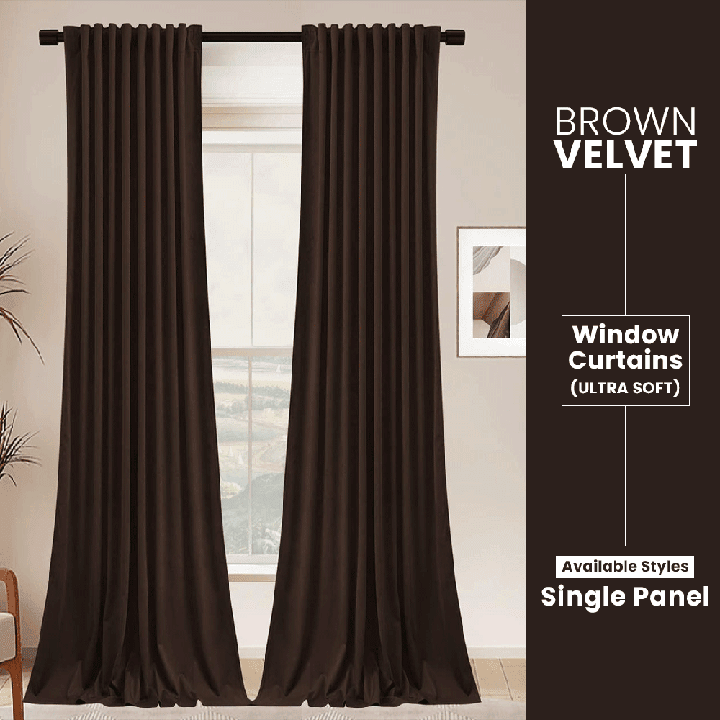 Brown - Velvet Window Curtains (Ultra Soft) - Windsorlino.com