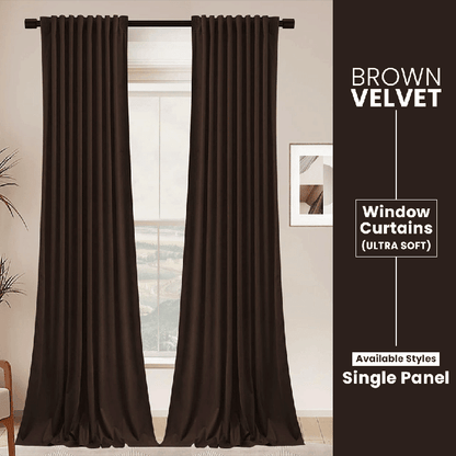 Brown - Velvet Window Curtains (Ultra Soft) - Windsorlino.com